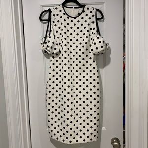 Black Halo polka dot cocktail dress